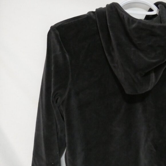 Y2K - GAP - Stretch | medium | Black Zip-Up Velour Hooded Jacket | Pockets - Picture 11 of 16